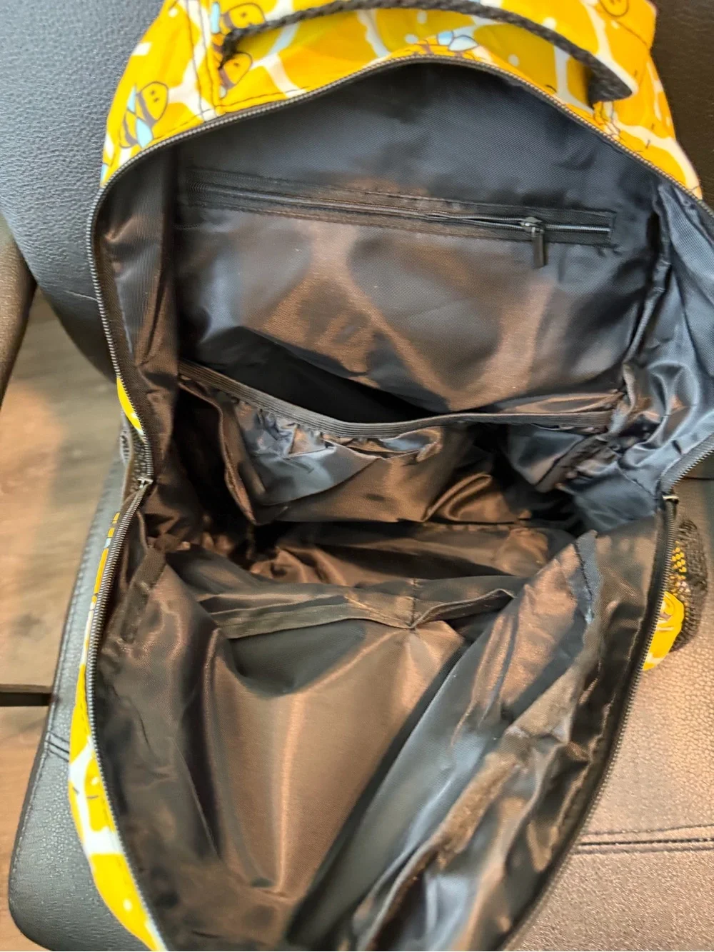 Kids Yellow Bee Print Backpack - Cute Honeycomb Design
